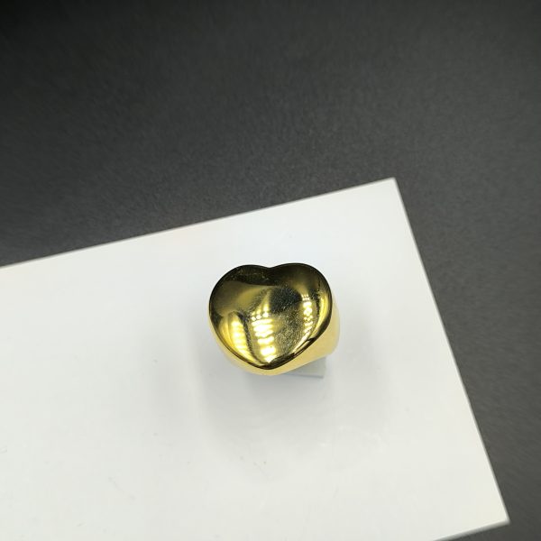Ατσάλινο δαχτυλίδι ' bold heart 'one size επίχρυσο - Image 2